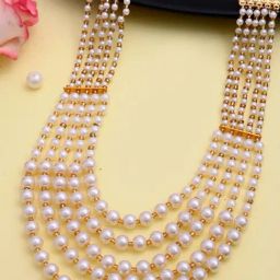 VOJ Gold Plated Multi Layered Pearl Maharani Necklace for Women-image-30