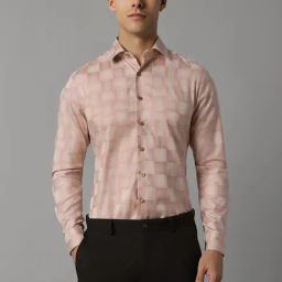 Louis Philippe Pink Cotton Slim Fit Printed Shirt-image-35