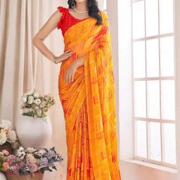 Saree Mall Yellow Printed Saree With Unstitched Blouse-image-27