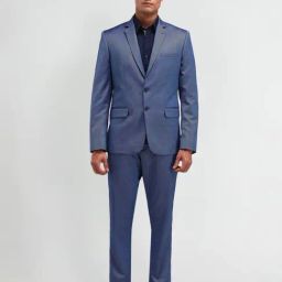Ad By Arvind Blue Regular Fit Self Pattern Two Piece Suit-image-46