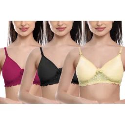 FIMS: Fashion is my Style Black & Beige Lace Work Everyday Bras - Pack Of 3-picture-15