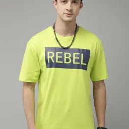 Kryptic Lime Green Cotton Loose Fit Printed Oversized Drop Shoulder T-Shirt-image-83