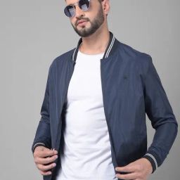 Crimsoune Club Navy Blue Slim Fit Bomber Jacket-image-98