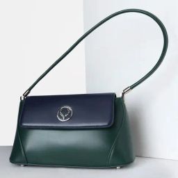 Allen Solly Green & Navy Color Block Shoulder Handbag-17