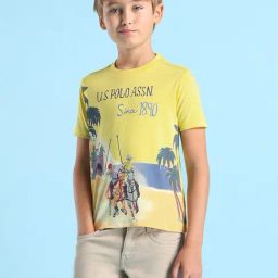 U.S. Polo Assn. Boys Yellow Half Sleeves T-Shirt-picture-14