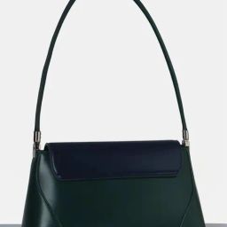Allen Solly Green & Navy Color Block Shoulder Handbag image 2