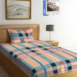 Klotthe Multicolor Cotton Blend 300 TC Singlet Bedsheet With 1 Pillow Cover-image-73