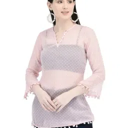 Eavan Pink Self Design Transparent Top-picture-5