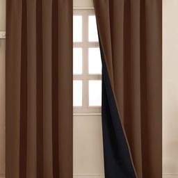 HOMEMONDE Brown 2 Pieces Black Out Door Curtains-image-27