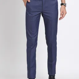 Turtle Men Textured Tailored Skinny Fit Formal Trousers-image-26