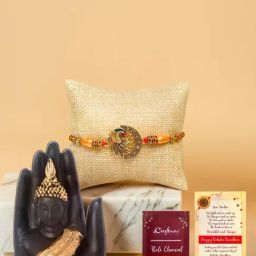 eCraftIndia Assorted Multicolor Rakhi with Buddha Idol-image-81