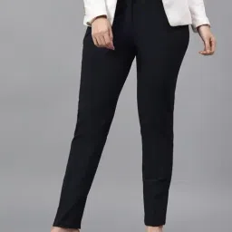 Cantabil Navy Viscose Solid Formal Trousers-picture-33