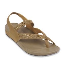 Mochi Women's Beige Sling Back Wedges-image-65