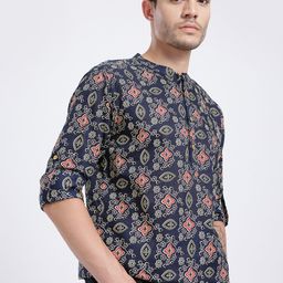 Anouk Rustic Ethnic Motifs Printed Pure Cotton Band Collar Straight Kurta-picture-40