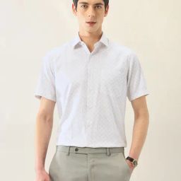 Arrow Pink Cotton Regular fit Geometric Formal Shirt-image-72