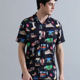 Bene Kleed Dark Navy Regular Fit Printed Shirt-image-20