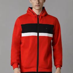 Louis Philippe Red Regular Fit Printed Hooded Sweatshirt-picture-18
