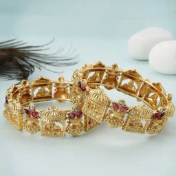 Karatcart Gold Plated Bride Doli and Kalash Design Bangles for Women Set of 2-image-9