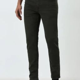 WES Casuals by Westside Dark Olive Slim-Fit Mid-Rise Jeans-image-73