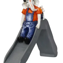 eCraftIndia Lord Ganesha Enjoying Slide with Mushak Colorful Handcrafted Decorative Figurine image 3