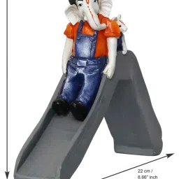 eCraftIndia Lord Ganesha Enjoying Slide with Mushak Colorful Handcrafted Decorative Figurine image 5