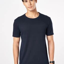 Sf Jeans By Pantaloons Navy Cotton Slim Fit Self Pattern T-Shirt-picture-21