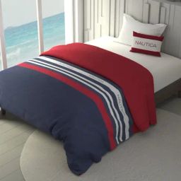 Nautica Ocean View Blue & Red Cotton StripedSingle Comforter-27