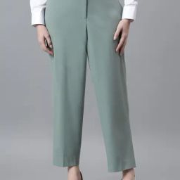 Cantabil Green Viscose Solid Formal Trousers-image-69