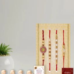 eCraftIndia Assorted Multicolor Rakhi with Buddha Idol-image-12