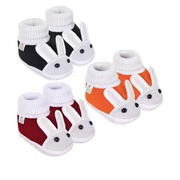 NESKA MODA Unisex Kids Pack of 3 Cotton Rabbit Slip On Booties-picture-15