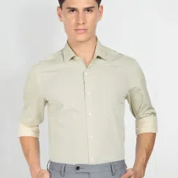 Arrow Pale Yellow Cotton Slim Fit Printed Shirt-picture-14