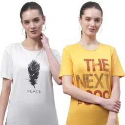 Vimal Jonney White & Yellow Cotton Printed T-Shirt - Pack Of 2-picture-27