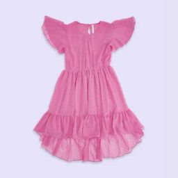 Pantaloons Junior Pink Cotton Self Pattern Dress-picture-12