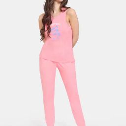 Zivame Pink Printed Top With Lounge Pants-image-62