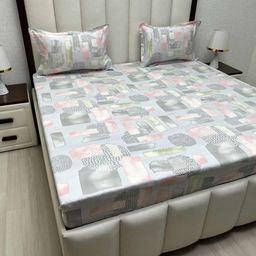 Pure Decor Royal Passion Grey Abstract 400 TC Queen Bedsheet Set 2.28 m x 2.54m-image-67
