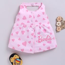 Moms Love Infant Girls Barbie Printed Pure Cotton Fit & Flare Dress-54