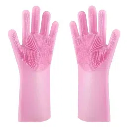 Fablas Dishwashing Hand Gloves for Kitchen, Car & Bathroom Silicone Pink-32