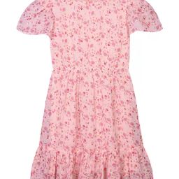 Budding Bees Kids Peach Floral Print Dress-image-87