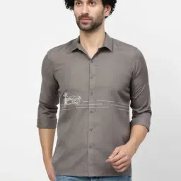 Lela Dark Grey Regular Fit Printed Shirt-image-19