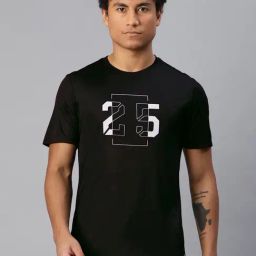 ALCIS Black Anti Static Slim Fit Typography Print Sports T-Shirt-image-59