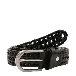 BULCHEE Black Leather Prong Waist Belt for Men-image-84