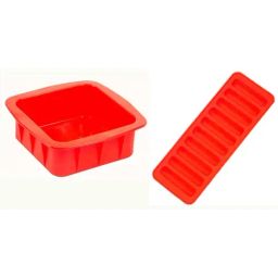 HAZEL Red Silicone Square Shape Cake Mould With Chocolate Bar Ice Cube (0.05 L)-1