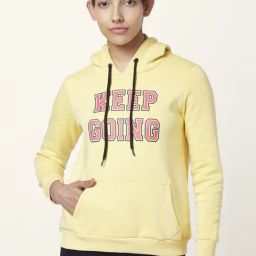 Ajile by Pantaloons Yellow Cotton Printed Hoodie-image-6