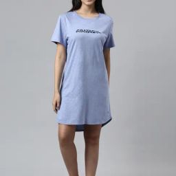 Enamor Purple Cotton Printed Sleep Tees-image-38