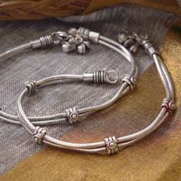 Teejh Chirasvi Silver Oxidized Anklets-image-42