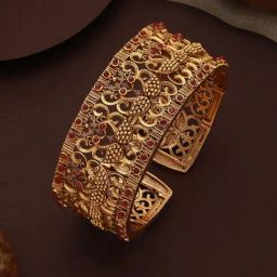 Aatmana Gold-Toned & Handcrafted Golden Cuff Bracelet-10