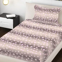 Myntra Elegant Homes Beige Printed 300TC Woolen Single Bedsheet Set 2.20 m x 1.50 m-picture-3