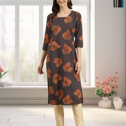 HERE&NOW Women Pack of 2 Ethnic Motifs Printed Regular Straight Knee Length Kurta-27