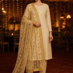 LOOM LEGACY Floral Embroidered Net Dupatta With Sequinned-picture-24