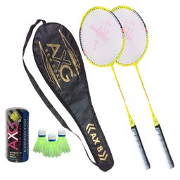 AXG NEW GOAL Sturdy Fluorescent Aluminium 2 Badminton Rackets With 3 Plastic Shuttles & Cover Badminton Kit - Fluorescent-picture-17